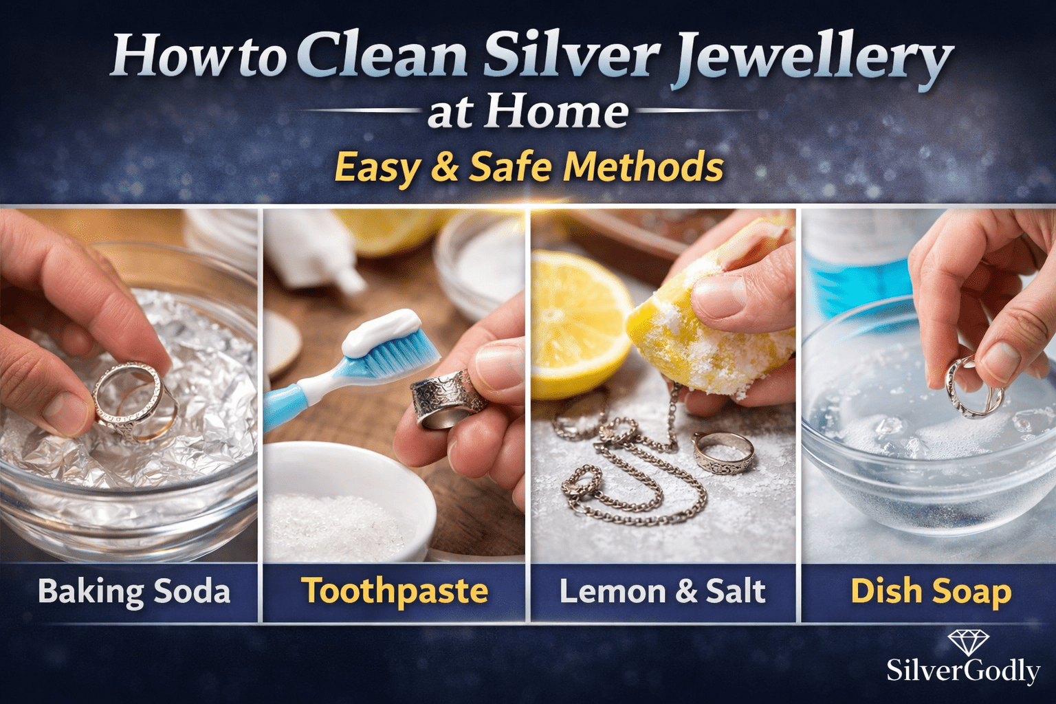 how to clean silver jewellery at home