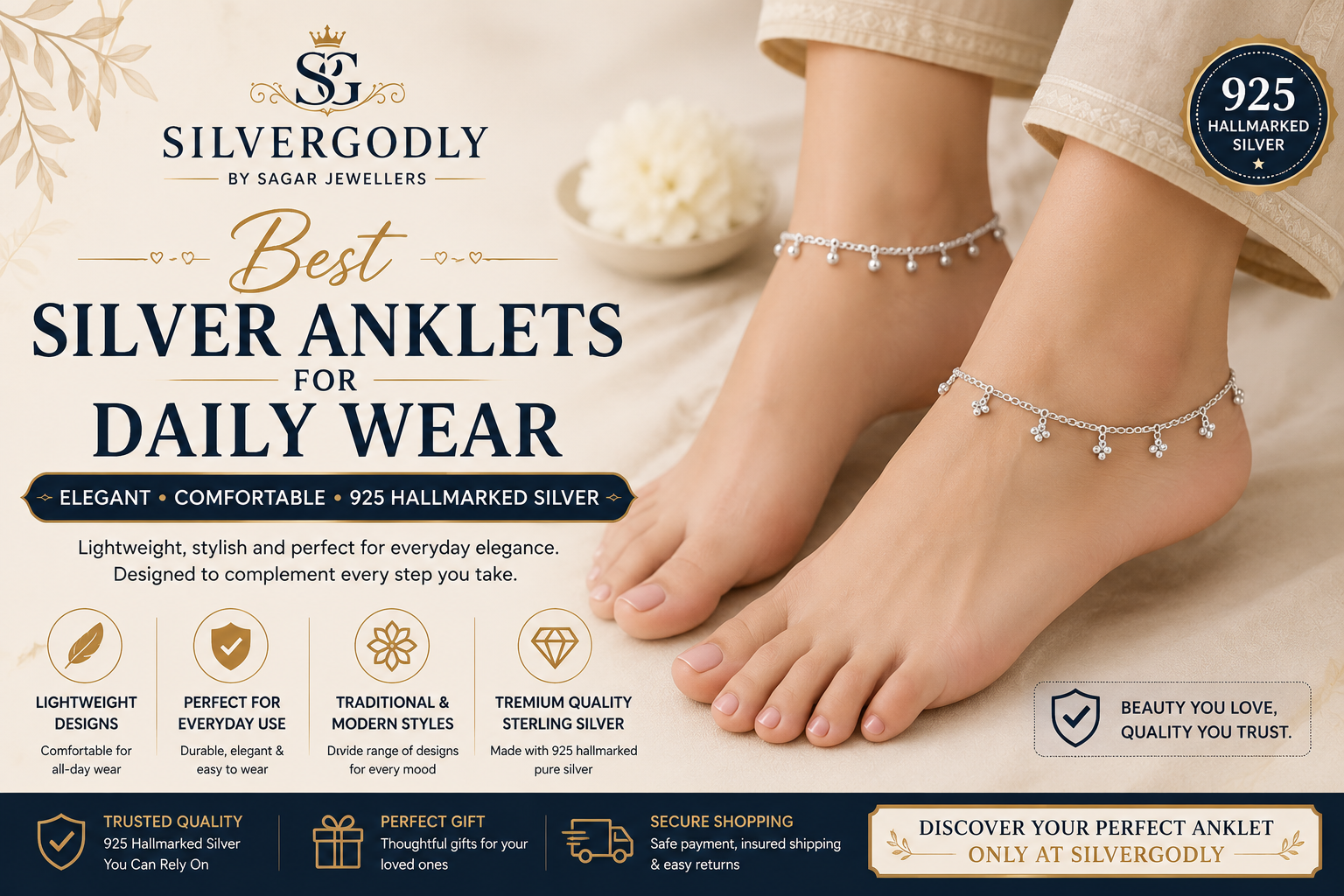 BEST SILVER ANKLETS FOR DAILY WEAR