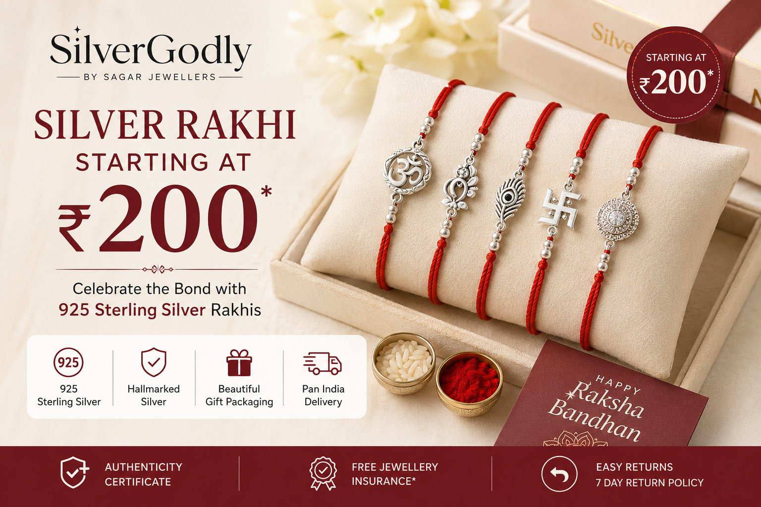 Silver Rakhi starting at ₹200 – 925 silver Rakhi by SilverGodly