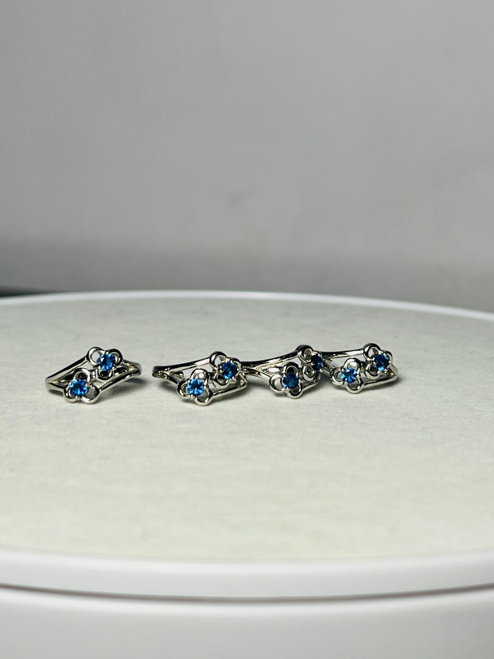 Italian Silver Toe Ring with Dual Blue Stones